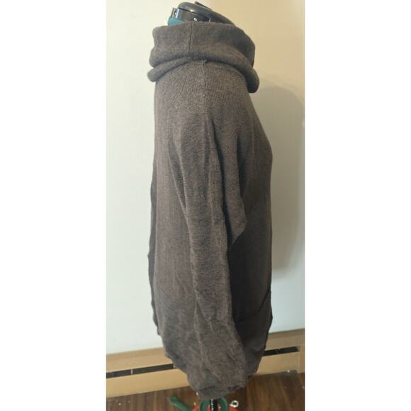Soft Surroundings Cowl Neck Sweater Knit Tunic Dress Textured Pockets Brown S/M - Picture 5 of 6